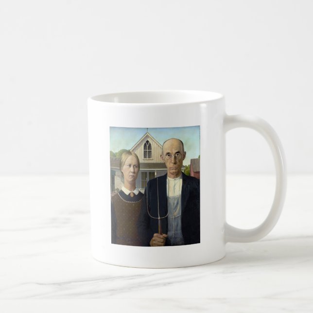 Caneca De Café O Gótico Americano de Grant Wood (Direita)