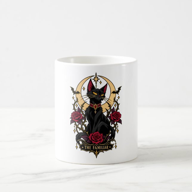 Caneca De Café O Gótico Familiar Gato Preto Lua Crescente (Centro)