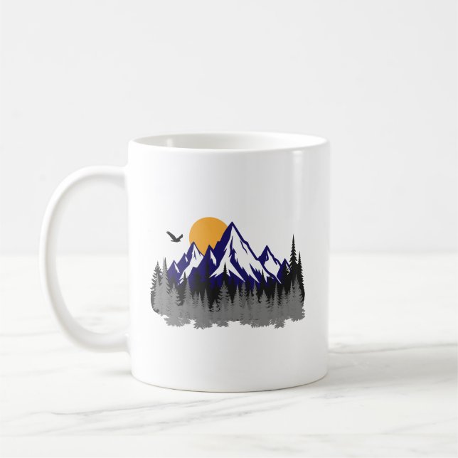 Caneca De Café O gráfico de montanhas caminhando (Esquerda)
