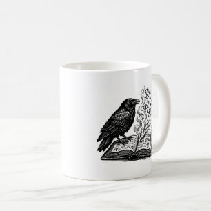 Caneca De Café O Grimório do Corvo - Arte Gótica Literária