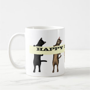 Caneca De Café O grupo do gato deseja o feliz aniversario