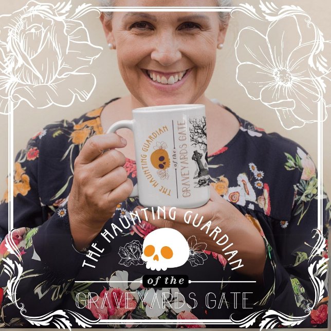 Caneca De Café O Guardião Assombrante da Porta dos Cemitérios (The Haunting Guardian of the Graveyard's Gate Cover from The Beekeeper Store)