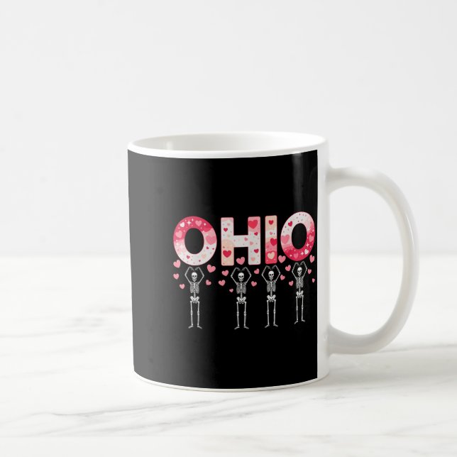 Caneca De Café O-h-i-o Funny Skeletons Ohio In Midwestern Valenti (Direita)