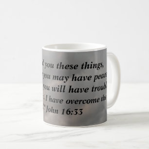 Caneca De Café O impressão do verso da bíblia do 16:33 de John