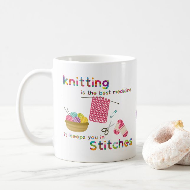 Caneca De Café O Knitting De na moda É O Melhor Medicamento (Com Donut)