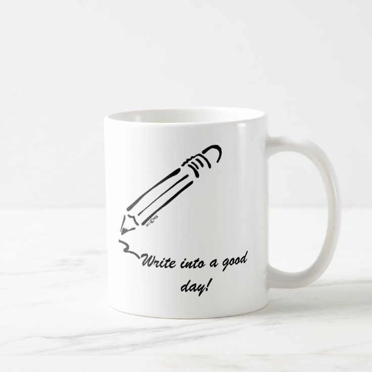 Caneca De Café o lápis, escreve em um bom dia! 