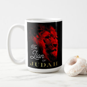 Caneca De Café O Leão de Judah Black Red Dourada Christian