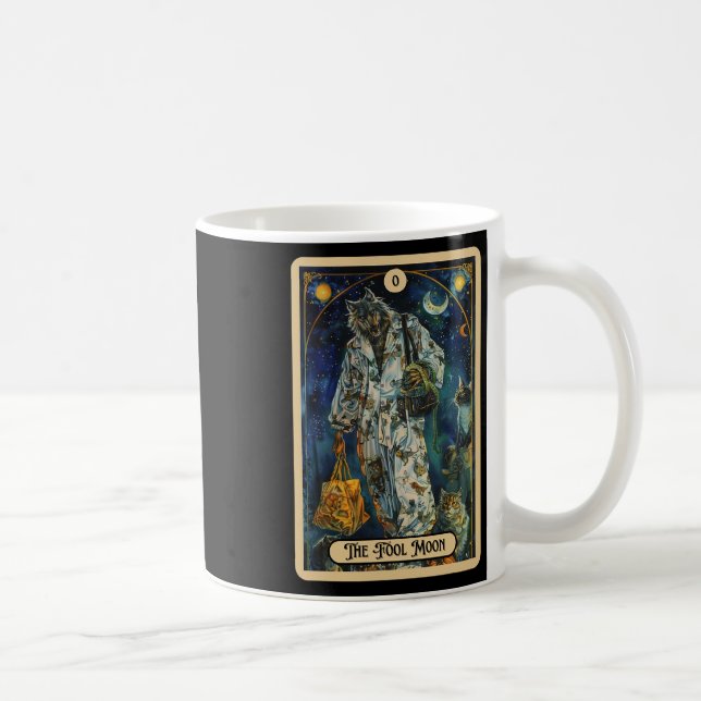 Caneca De Café O Lobisomem da Lua tola (o tolo) Halloween Tarot (Direita)