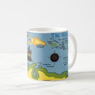Caneca De Café O Mapa das Índias Ocidentais 
