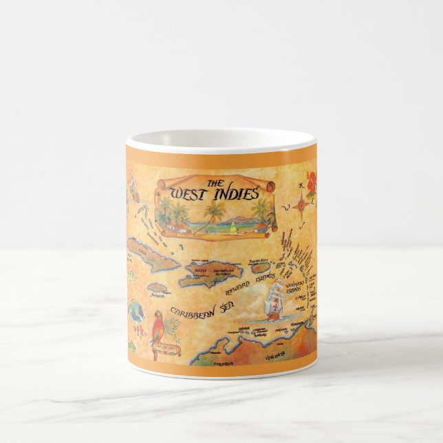 Caneca De Café O Mapa das Índias Ocidentais Caribes Mug (Centro)