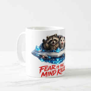Caneca De Café O Medo é o Assassino da Mente Raccoon Opossum Engr