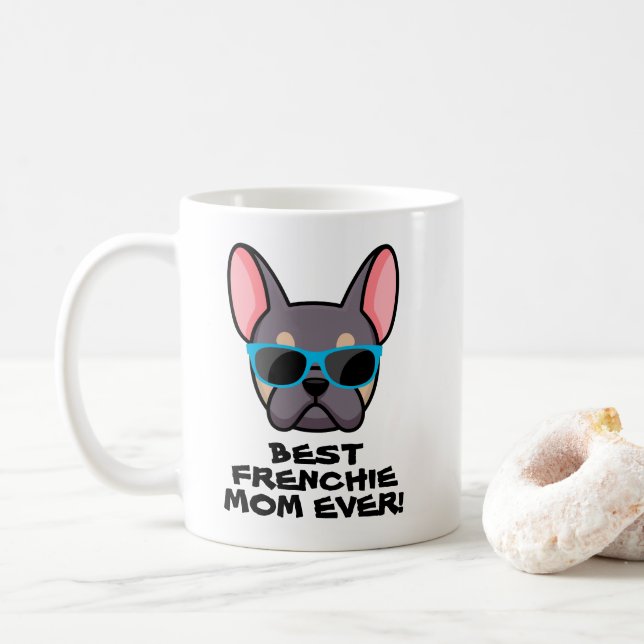 Caneca De Café O melhor francês Dia de as mães Lilac Tan Frenchie (Com Donut)