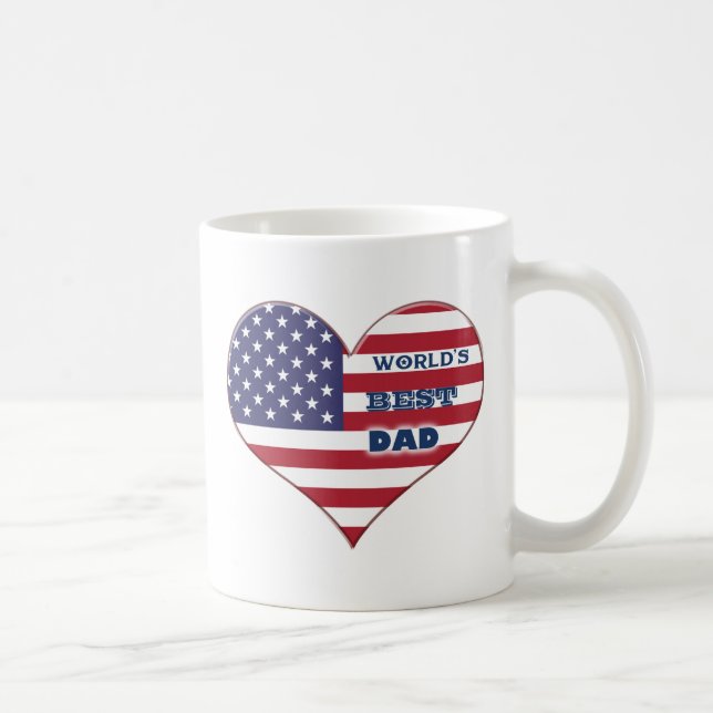 Caneca De Café O melhor Pai da América Flag Heart (Direita)