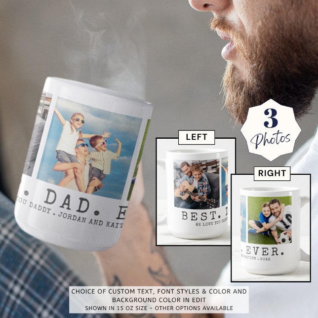 Caneca De Café O MELHOR PAI NUNCA 3 Fotos Personalizadas (Criador carregado)