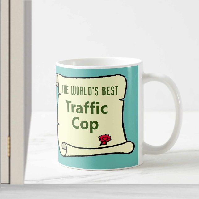Caneca De Café O Melhor Policial de Trânsito do Mundo. (Criador carregado)