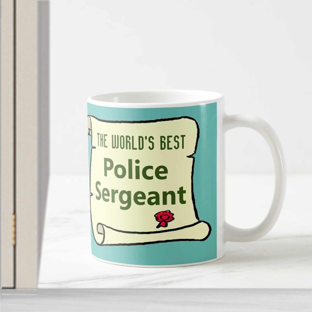 Caneca De Café O melhor sargento de polícia do mundo. (Criador carregado)