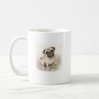 Caneca De Café O Mendigo Imperial: Pug de Aquarela