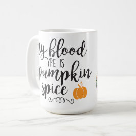 CANECA DE CAFÉ O MEU TIPO DE SANGUE É ESPÍCIO DE PUMPKIN DIZENDO