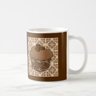Caneca De Café O Mocha/café geou o cupcake, fundo do laço