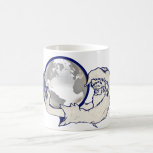 Caneca De Café o mundo inteiro numa mão de macacos