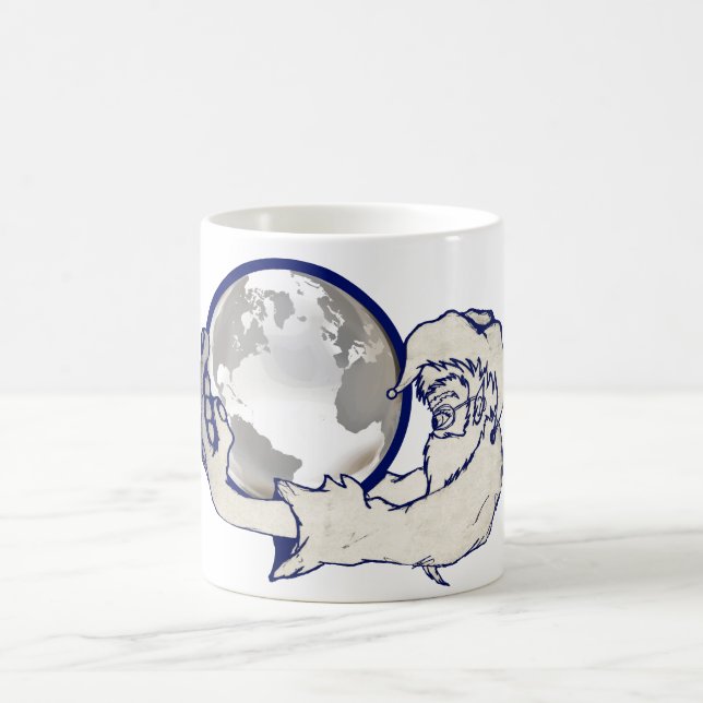 Caneca De Café o mundo inteiro numa mão de macacos (Centro)