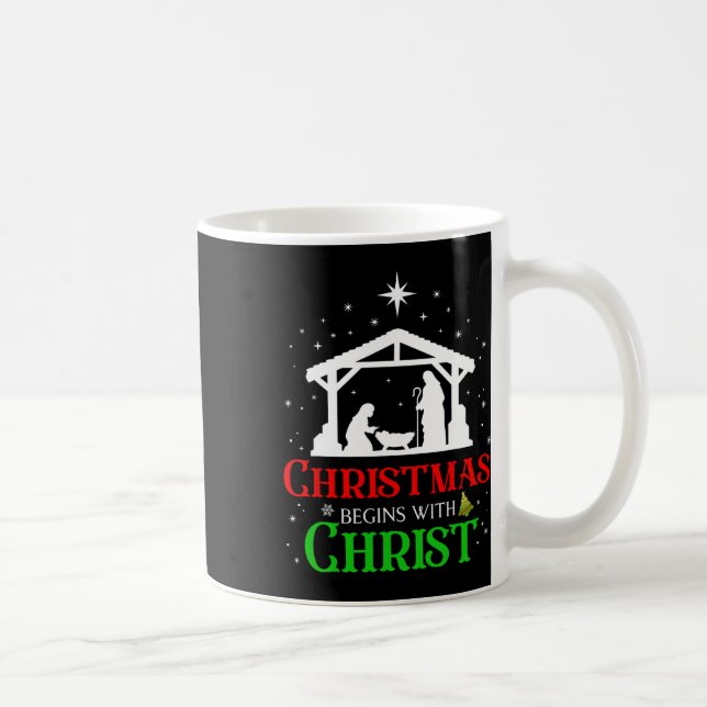 Caneca De Café O Natal Começa Com A Religião Cristã Cristo J (Direita)