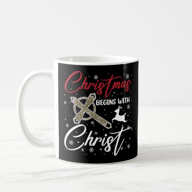 Caneca De Café O Natal Começa Com Cristo Xmas Cristão (Esquerda)