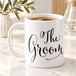 Caneca De Café O Noivo Elegante Escrita em Letra de Forma Preta C