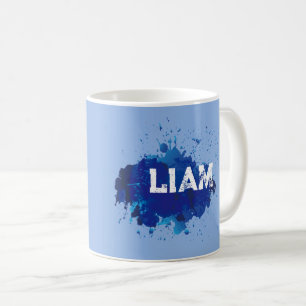 Caneca De Café O nome Liam é azul personalizado