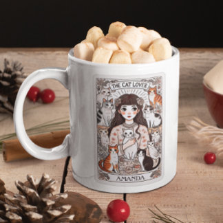 Caneca De Café O Nome Personalizado do Cartão Tarot do Cat Lover