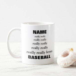 Caneca De Café O nome realmente ama o Assunto Baseball