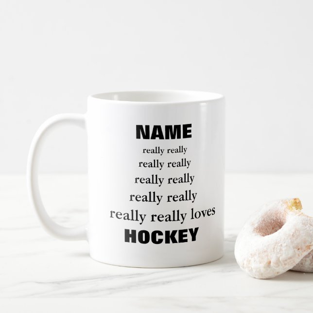 Caneca De Café O nome realmente ama o Sujeito Hockey (Com Donut)