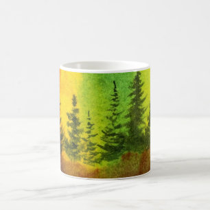 Caneca De Café O norte ilumina pinheiros com lindas cores