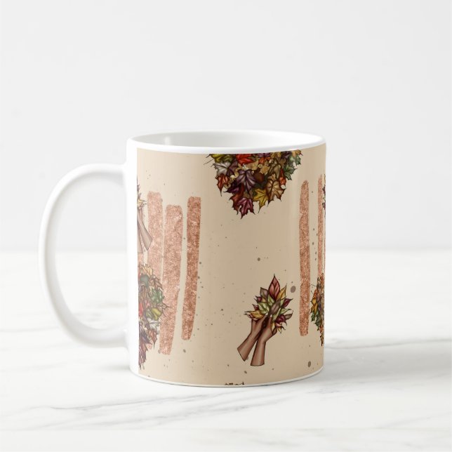 Caneca De Café O outono deixa corações (Esquerda)