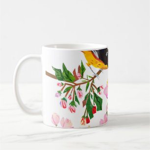 Caneca De Café O padrão é com pássaros e flores. É creat
