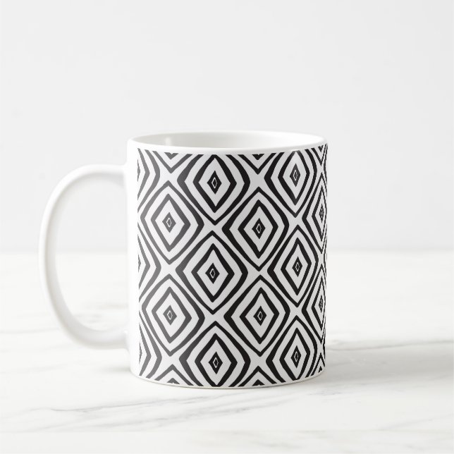 Caneca De Café O padrão perfeito desenhado à mão é preto e branco (Esquerda)