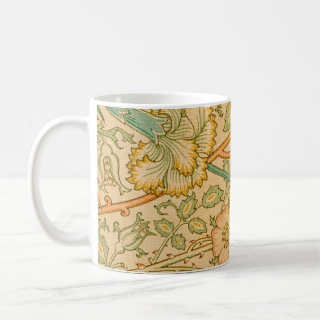 Caneca De Café O padrão rosa e Rosa famoso de William Morris (Esquerda)