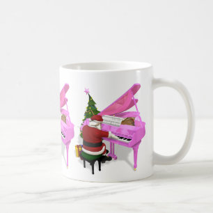 Caneca De Café O Papai Noel Joga Piano Rosa
