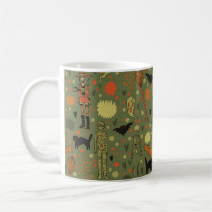 Caneca De Café O passado assustador do Halloween. Com gatos, rosa