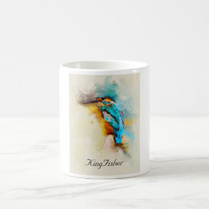Caneca De Café O pássaro-rei numa bela aquarela