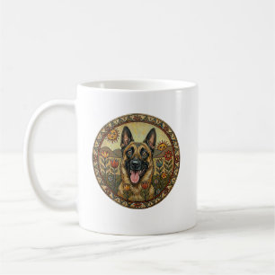 Caneca De Café O Pastor Aéreo – Arte Folclórica Belga Malinois