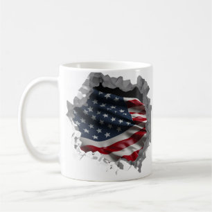 Caneca De Café O Patriótico Americano de Bandeira Americana Quebr