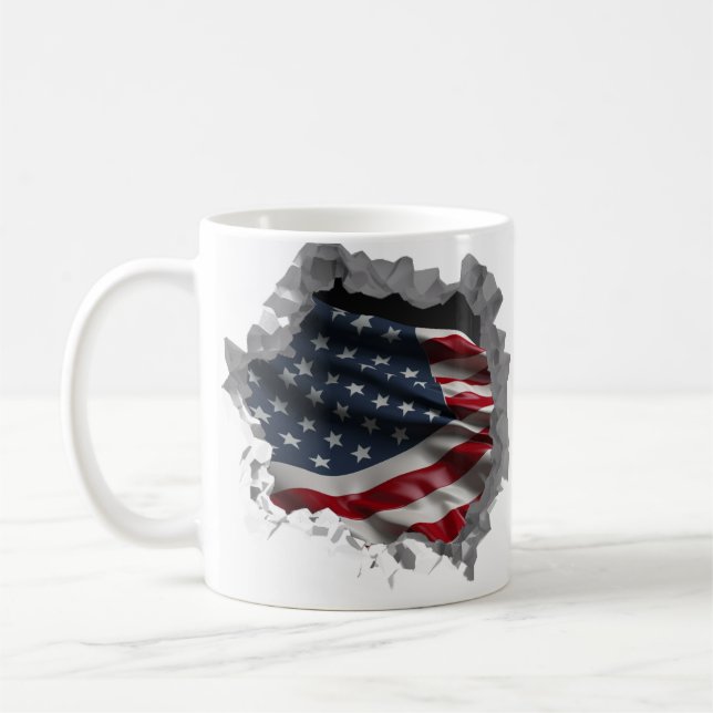 Caneca De Café O Patriótico Americano de Bandeira Americana Quebr (Esquerda)