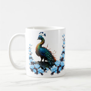 Caneca De Café O pavão majestoso: Uma peça de cores na natureza.