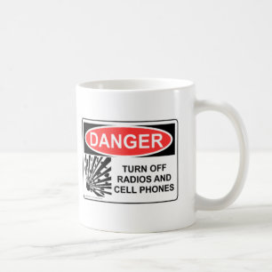 CANECA DE CAFÉ O PERIGO DESLIGA RÁDIOS E TELEMÓVEIS
