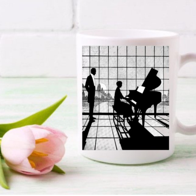 Caneca De Café O pianista vintage (Criador carregado)