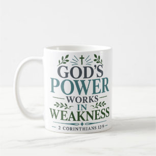 Caneca De Café O Poder de Deus Funciona na Fraqueza Citação Espir