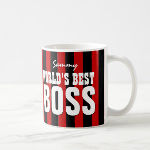 Caneca De Café O preto vermelho do melhor CHEFE do mundo listra