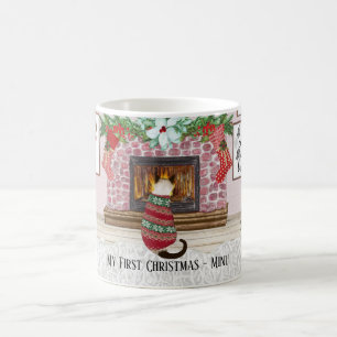 Caneca De Café O primeiro Natal do Cat personalizado