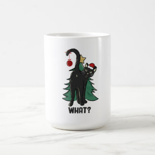 Caneca De Café O quê? Design de Natal Black Cat Holiday